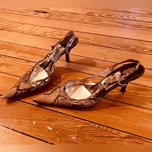 Emma hope brown snake skin pattern slingback heels size 37.5, 7.5
